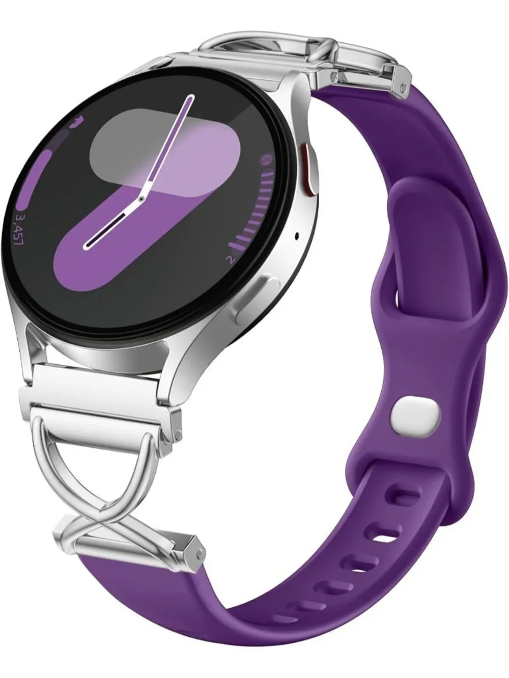 Women's Purple Skinny Charms X-Shaped Soft Slim Silicone Bands Compatible Watch